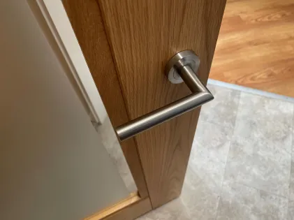 Rhodos Lever on Rose Door Handles - Karcher Satin Stainless Steel