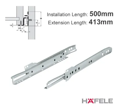 500mm Single Extension Drawer Runners 25kg
