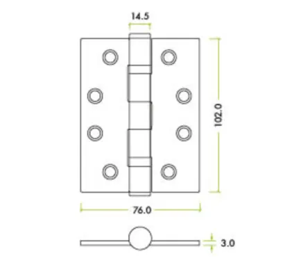 Grade 13 Ball Bearing Hinge PVD (Stainless Brass)