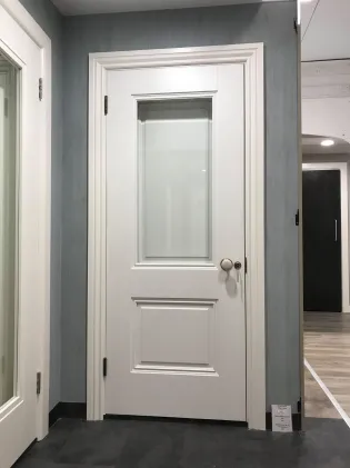 2 Panel Moulded White Primed Door - Glazed Clear