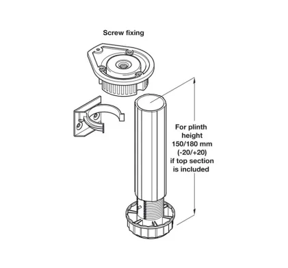 Plinth Foot Set, for 180mm Plinth Heights, Screw Fixing (Pack of 4)