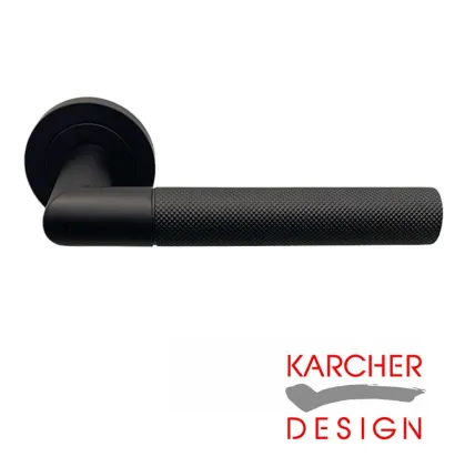 Studio One Lever on Rose Door Handles - Karcher Cosmos Black