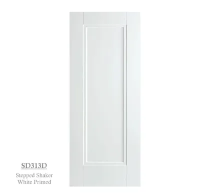 1 Panel White Primed Stepped Shaker Style Door Lined