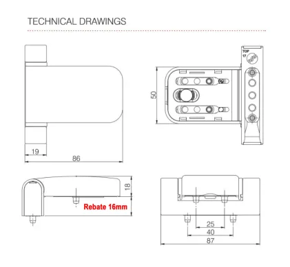 16mm Rebate Replacement Hinge for Basta/Grady's Joinery Doors - WHITE