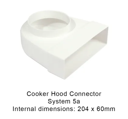 System 5a - Cooker Hood Connector, Male - 204 x 60mm