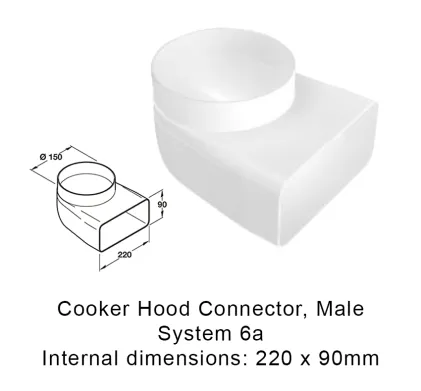 System 6a - Cooker Hood Connector, Male - 150mm