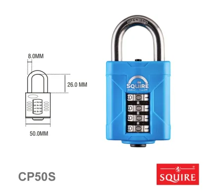 Squire 50mm 4 Wheel Combination Pad Lock Marine Grade