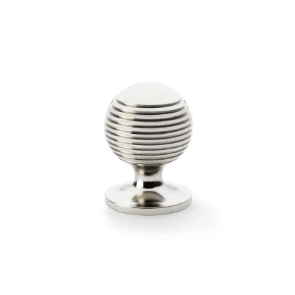 32mm Alexander and Wilks Caesar Cupboard Knob on Round Rose - Polished Nickel