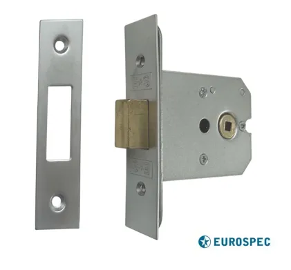 76mm (3") Eurospec Flat Bathroom Deadbolt - Satin Chrome