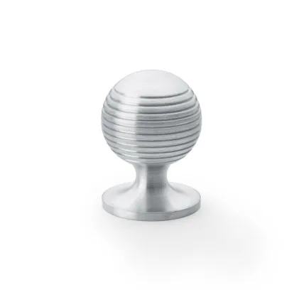 32mm Alexander and Wilks Caesar Cupboard Knob on Round Rose - Satin Chrome