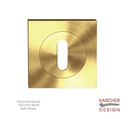 Square Karcher Keyhole Escutcheon Satin Brass