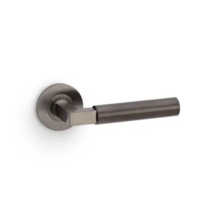 Alexander and Wilks Hurricane Reeded Lever on Round Rose - Dark Bronze PVD