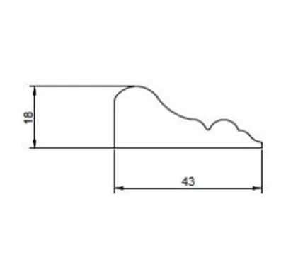 43 x 18 x 4400mm Primed MDF Panel Mould