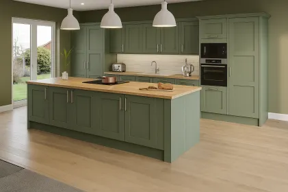 19mm Solid Ash Door/Drawer Front - Painted Reed Green