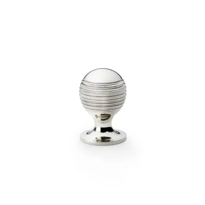 25mm Alexander and Wilks Caesar Cupboard Knob on Round Rose - Polished Nickel