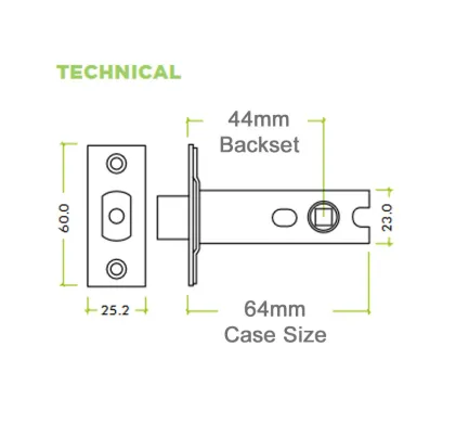 64mm Heavy Duty Tubular Deadbolt - Satin Stainless Steel