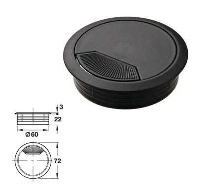 Cable Outlet,   60mm - Black