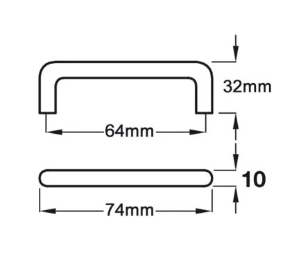 Mandalay D-Bar Cupboard Handle Stainless Steel - 64mm C/C