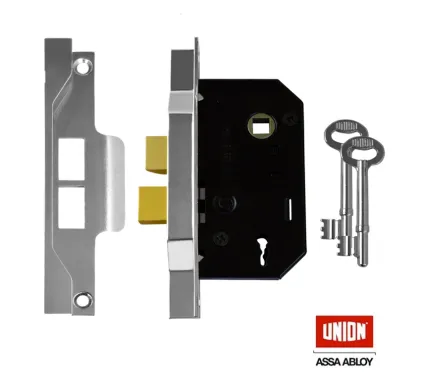 2&frac12;" UNION Rebated 2 Lever Sashlock 64mm Silver