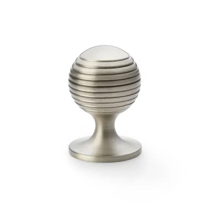 38mm Alexander and Wilks Caesar Cupboard Knob on Round Rose - Satin Nickel