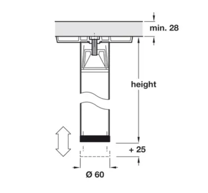 870mm Worktop - Breakfast Bar Leg  60mm - PACK OF 4