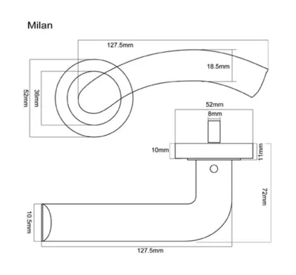 Milan Chrome Lever on Rose Door Handles Fortessa
