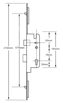 GU Tripact 70mm Centres, 2 Small Hook Multipoint Lock