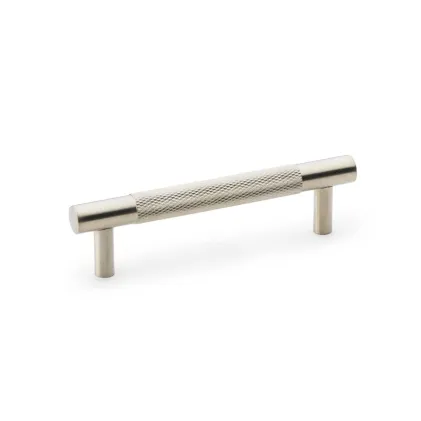 96mm Alexander and Wilks Brunel Knurled T-Bar Cupboard Pull Handle - Satin Nickel