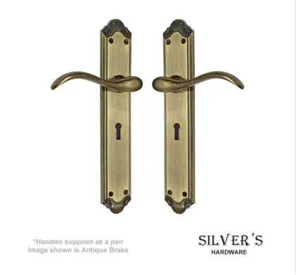 Cambridge Lever on Long Backplate Door Handles Antique Brass