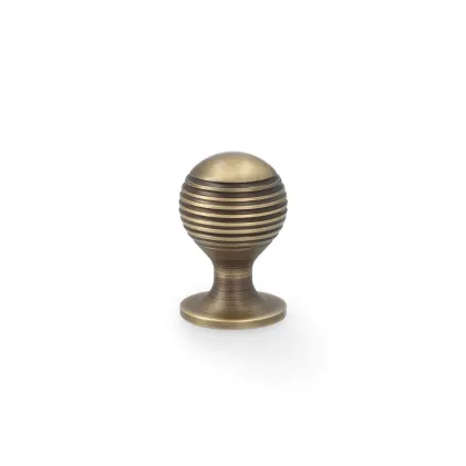 25mm Alexander and Wilks Caesar Cupboard Knob on Round Rose - Antique Brass