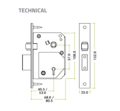 5 Lever Roller Sashlock - 67mm - Chubb Retro Fit 3K74