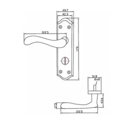 Valletta Lever on plate Door Handles Mahogany - WC