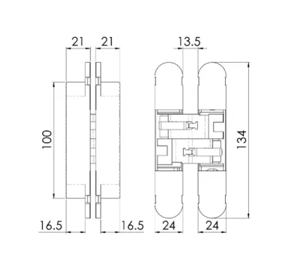 3D Concealed Hinge for internal doors - Matt Black