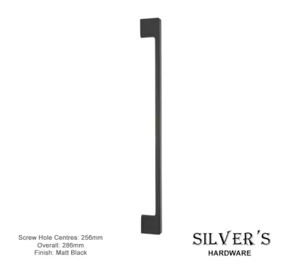 Sleek Bar Handle Matt Black Finish 256mm C/C