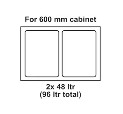 600mm Pull Out Waste Bins, Utensio Pro Maxi. 2 Bins