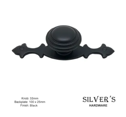 32mm Black Knob on Backplate