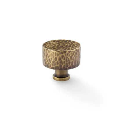35mm Alexander and Wilks Leila Hammered Cupboard Knob - Antique Brass