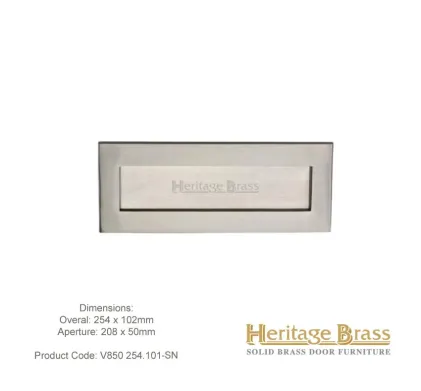 Heritage Letterplate 254 x 102mm Satin Nickel