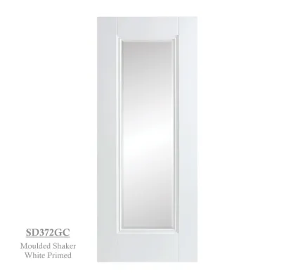 Moulded Shaker Style Door White Primed - Glazed Clear