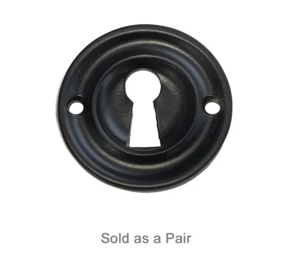 Pair of Old English Solid Brass Open Key Hole Escutcheons - Matt Black