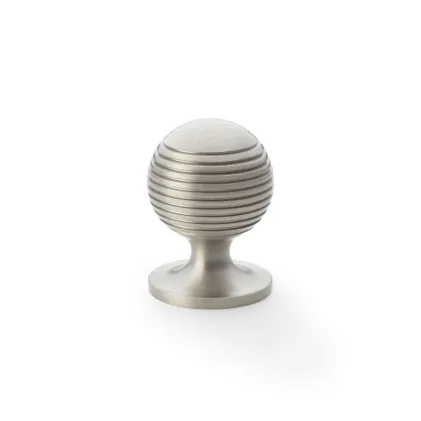 32mm Alexander and Wilks Caesar Cupboard Knob on Round Rose - Satin Nickel