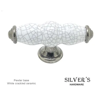 Winchester T Knob Pewter White Crackled