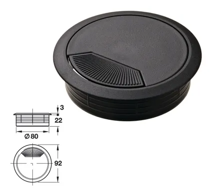 Cable Outlet,   80mm - Black