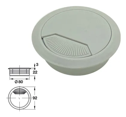Cable Outlet,   80mm - Light Grey