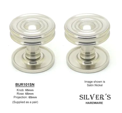 Burlington Ringed Mortice Knobs Satin Nickel