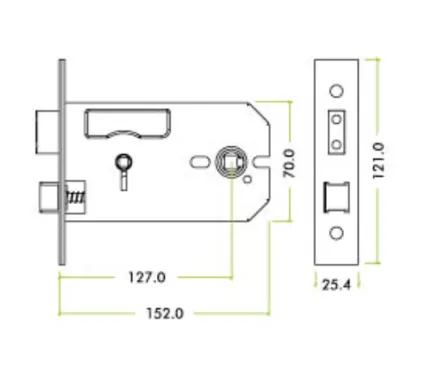Zoo Hardware Horizontal Bathroom Lock 152mm (6")