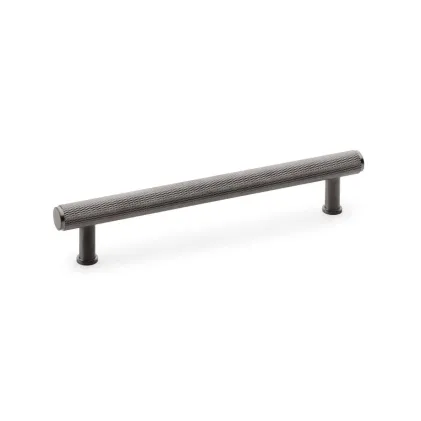 160mm Alexander and Wilks Crispin Knurled T-bar Cupboard Pull Handle - Dark Bronze PVD