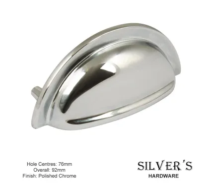 Henrietta Cabinet Drawer Pull Pol. Chrome 76mm C/C
