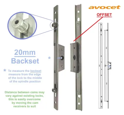 20mm Backset Avocet 800mm Offset Espag Window Lock