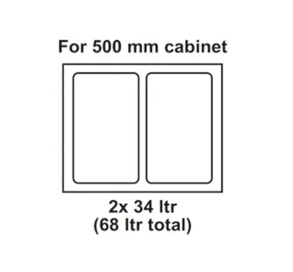 500mm Pull Out Waste Bins, Utensio Pro Maxi. 2 Bins